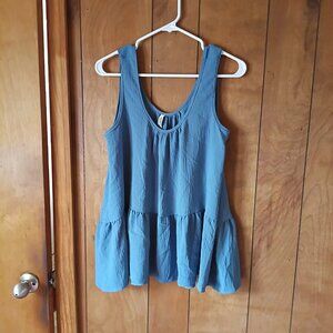2 Hearts Made in USA Women’s Blue Sleeveless Peplum Top Size S